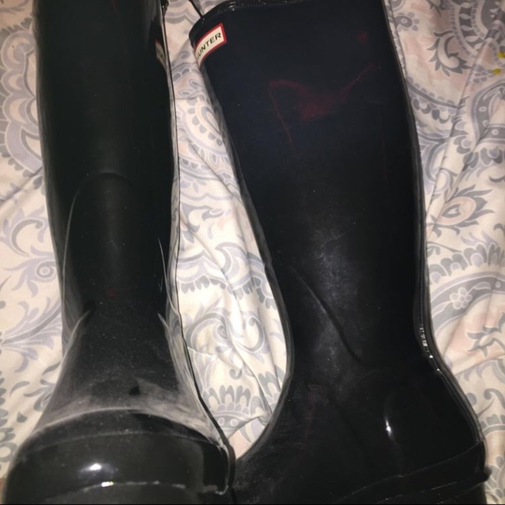 hunter navy blue rain boots